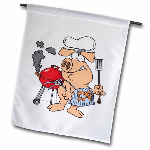 3dRose, Funny Pig out Bbq Barbecue Piggy Pig, 18 x 27 inch Garden Flag