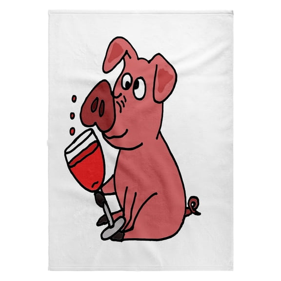3dRose, Funny Pink Pig Drinking Wine Cartoon , 22x30 Bath Hand Pool Towel