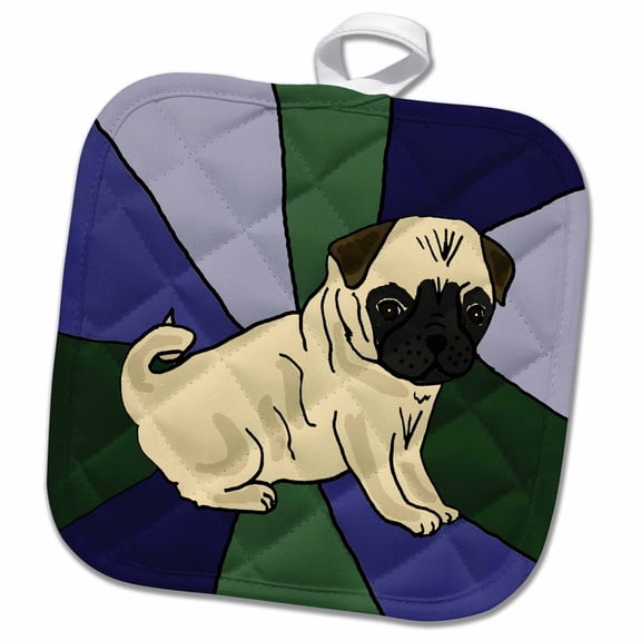 3dRose, Funny Pug Puppy Dog Art, 8x8 Potholder