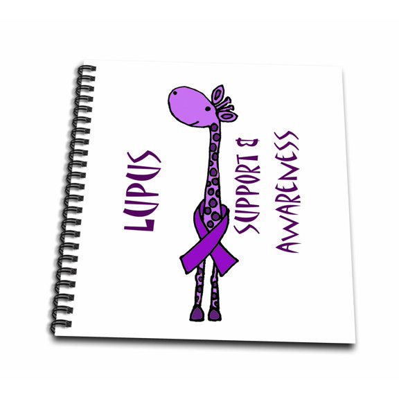 3dRose, Funny Purple Giraffe Support for Lupus Awareness, Drawing Book 8 x 8 inch