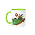 thumbnail image 1 of 3dRose, Funny Rubber Chicken Playing Pool Game cartoon, 11oz Two-Tone Green Mug, 1 of 3