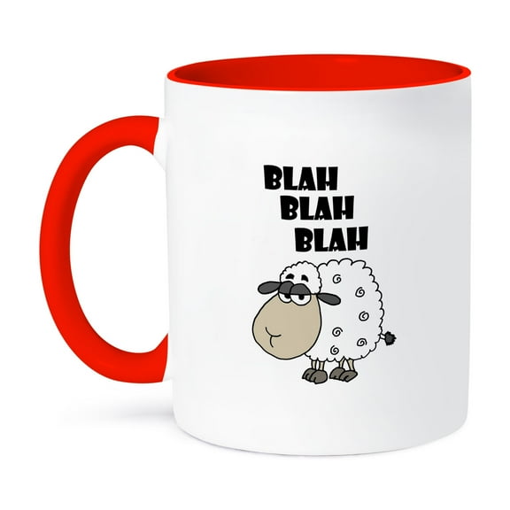 3dRose, Funny Sheep says Blah Blah Blah, 11oz Two-Tone Red Mug