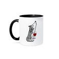 thumbnail image 1 of 3dRose, Funny Siberian Husky Dog Drinking Red Wine Cartoon, 15oz Two-Tone Black Mug, 1 of 3