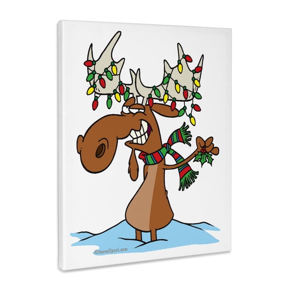 3dRose, Funny Silly Christmas Moose Cartoon, Museum Grade Canvas Wrap 8x10