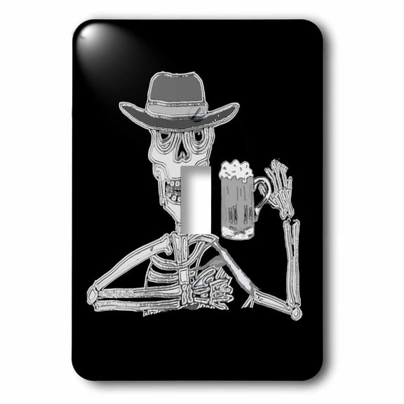 3dRose, Funny Skeleton Drinking Beer Goth Cartoon, single toggle switch