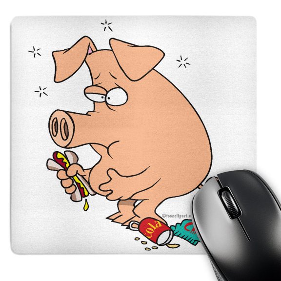 3dRose, Funny Stuffed Pig with Belly Ache, MousePad