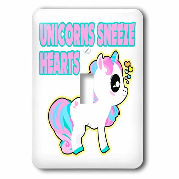 3dRose, Funny Unicorns Sneeze Hearts Cute Kawaii Design, single toggle switch