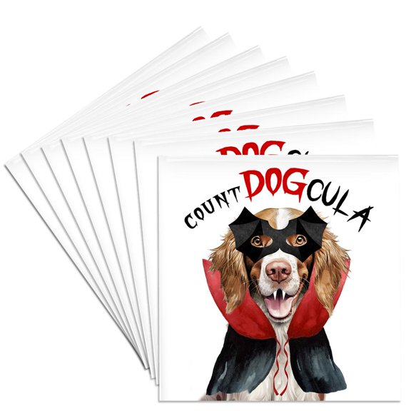 3dRose, Funny Welsh Springer Spaniel Dog in a costume for Halloween., Set of 8 Ceramic Tile Coasters