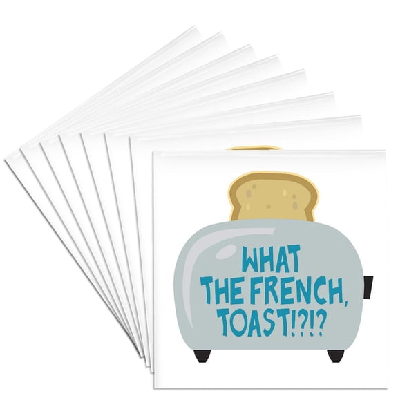3dRose, Funny What The French Toast Toaster Humor, Set of 8 Ceramic Tile Coasters