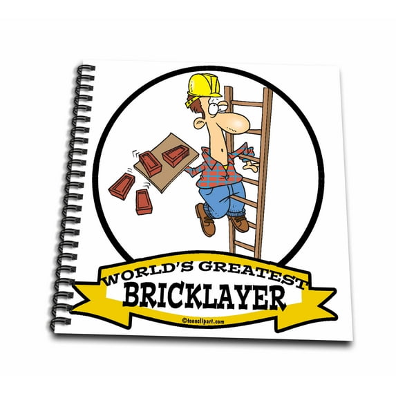 3dRose, Funny Worlds Greatest Bricklayer Occupation Job Cartoon, Memory Book 12 x 12 inch