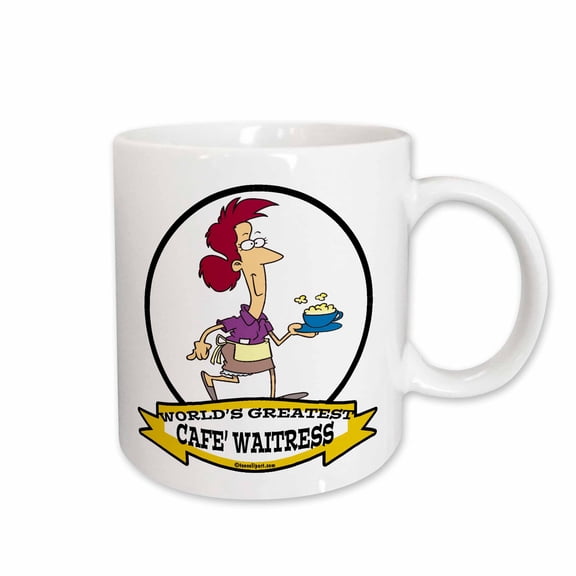 3drose, Funny Worlds Greatest Cafe Waitress Occupation Job Cartoon, 11oz Mug