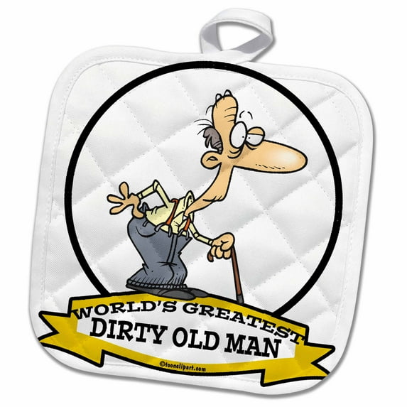 3dRose, Funny Worlds Greatest Dirty Old Man Cartoon, 8x8 Potholder