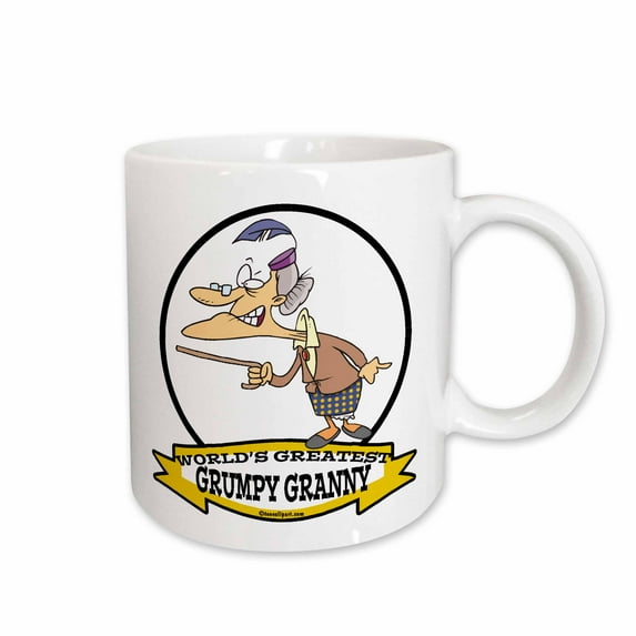 3drose, Funny Worlds Greatest Grumpy Granny Cartoon, 11oz Mug