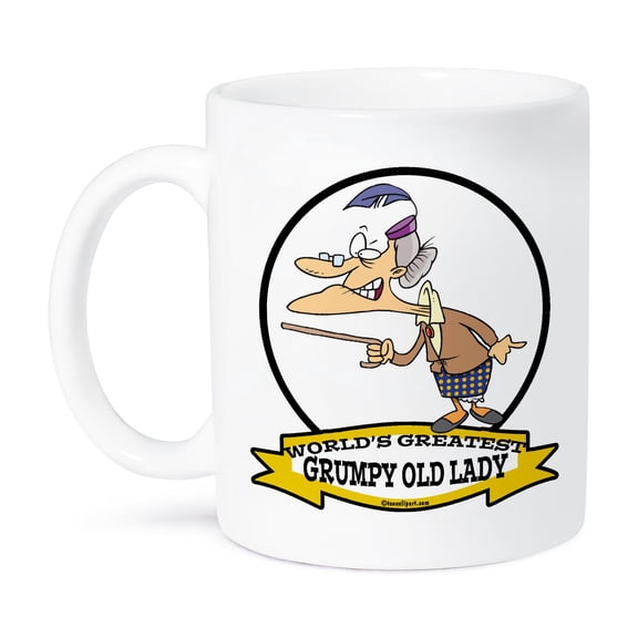 3dRose, Funny Worlds Greatest Grumpy Old Lady Cartoon, 11oz Mug