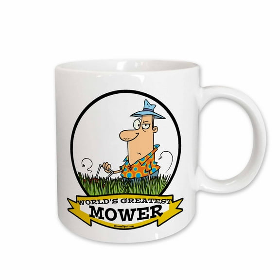 3drose, Funny Worlds Greatest Lawn Mower Cartoon, 11oz Mug