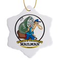 thumbnail image 1 of 3dRose, Funny Worlds Greatest Mailman Occupation Job Cartoon, 3 inch Snowflake Porcelain Ornament, 1 of 7