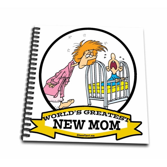 3dRose, Funny Worlds Greatest New Mom Cartoon, Drawing Book 8 x 8 inch