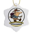 thumbnail image 1 of 3drose, Funny Worlds Greatest Outdoorsman Cartoon, 3 inch Snowflake Porcelain Ornament, 1 of 7