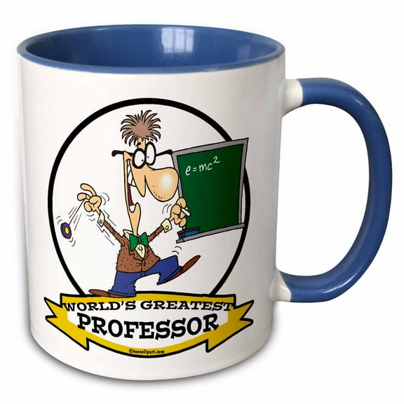 3drose, Funny Worlds Greatest Professor Occupation Job Cartoon, 15oz Two-tone Blue Mug