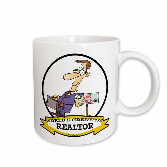 3drose, Funny Worlds Greatest Realtor Male Occupation Job Cartoon, 15oz Mug