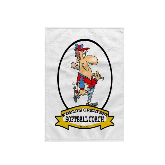3dRose, Funny Worlds Greatest Softball Coach Occupation Job Cartoon, 15x22 Hand Towel
