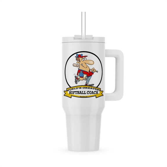 Funny Worlds Greatest Softball Coach Occupation Job Cartoon, 40oz Tumbler