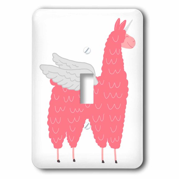3dRose, Funny cool pink flying llamacorn unique cartoon , single toggle switch