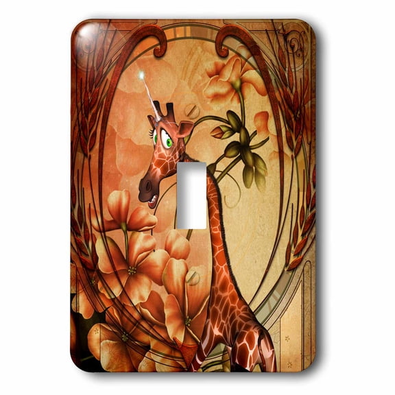 3dRose, Funny unicorn giraffe with flowers, single toggle switch