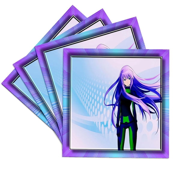 3dRose, Futuristic Anime, Set of 4 Ceramic Tile Coasters