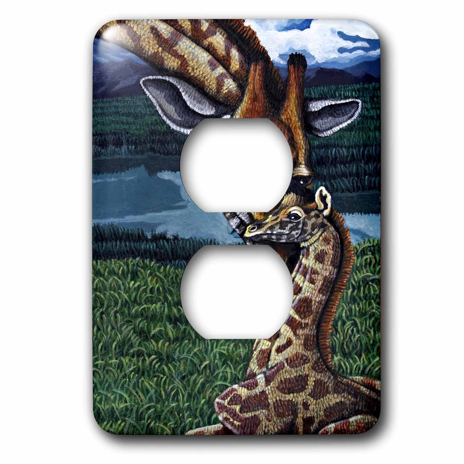 3dRose, GIRAFFE MOTHER, 2 plug outlet cover