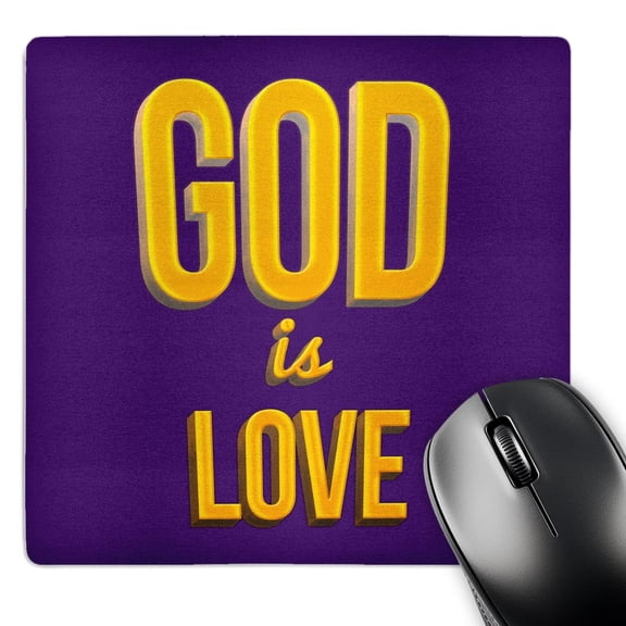3dRose, GOD IS LOVE. 3d Text Art. Verse from 1 John on purple background, MousePad