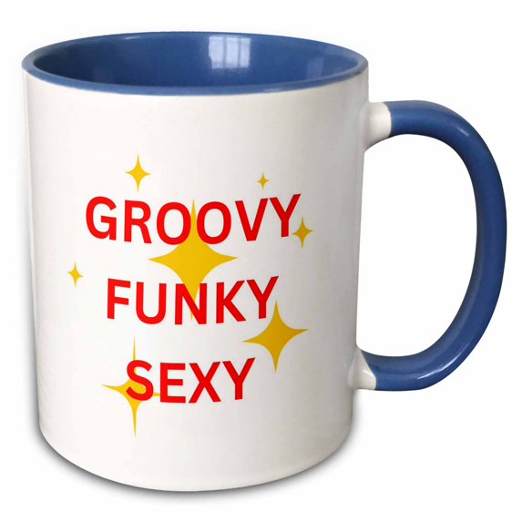 3drose, Groovy Funky Sexy, 15oz Two-tone Blue Mug