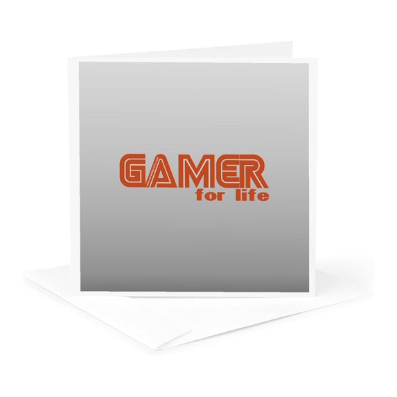 3drose, Gamer for Life on Gray, 1 Greeting Card with Envelope