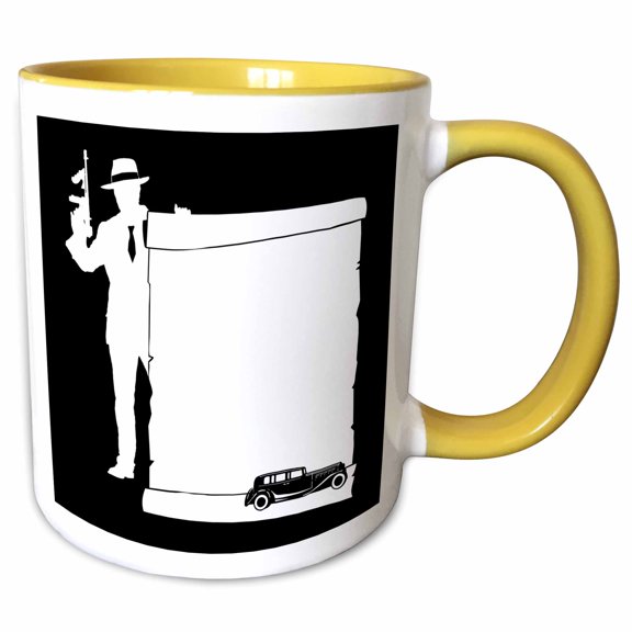 Gangster Message On Black. Free Space For The Custom Text, 11oz Two-Tone Yellow Mug