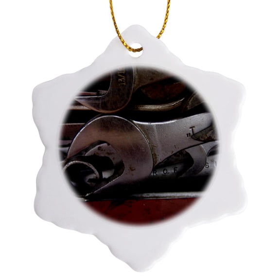 3drose, Garage Tools, 3 inch Snowflake Porcelain Ornament