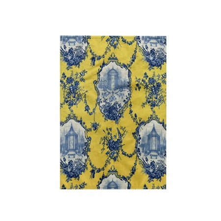 3dRose, Garden French Toile. Yellow and blue. Popular toile print., 15x22 Hand Towel
