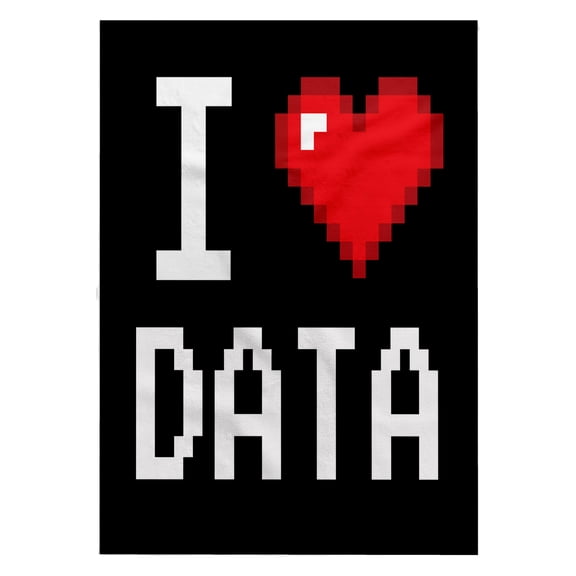 3dRose, Geeky Old School Pixelated Pixels 8-Bit I Heart I Love Data, 22x30 Bath Hand Pool Towel