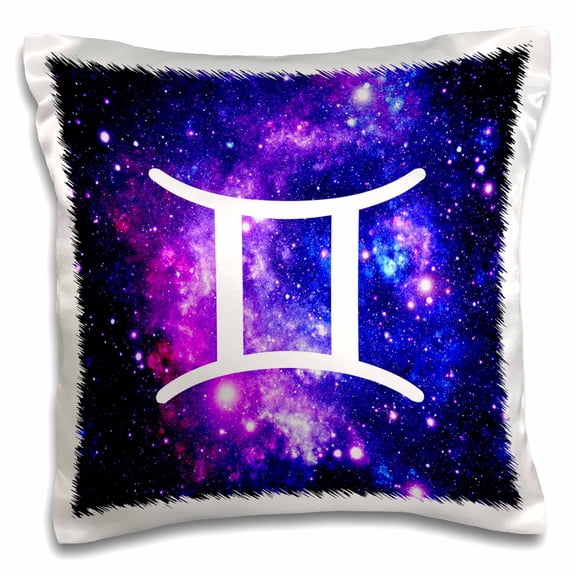 3drose, Gemini Star Sign on Purple Space Background Zodiac Horoscope Symbol, 16x16 inch Pillow Case