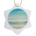 thumbnail image 1 of 3drose, Gentle Ocean Waves Beach Theme Art, 3 inch Snowflake Porcelain Ornament, 1 of 7