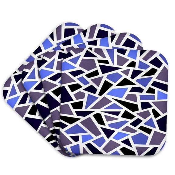 3drose, Geodesic Abstract Pattern 11 Blue Lilac Black, Set of 4 Coasters - Soft