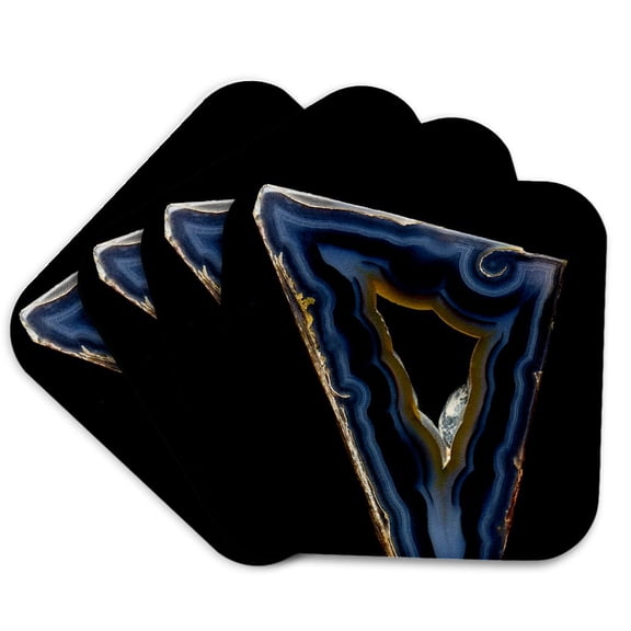 3drose, Geometric Brazilian Agate, Quartzsite, Dark Blue, Set of 4 Coasters - Soft
