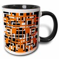 thumbnail image 1 of 3drose, Geometric Shapes Pattern Orange White Black Background, 11oz Two-tone Black Mug, 1 of 6