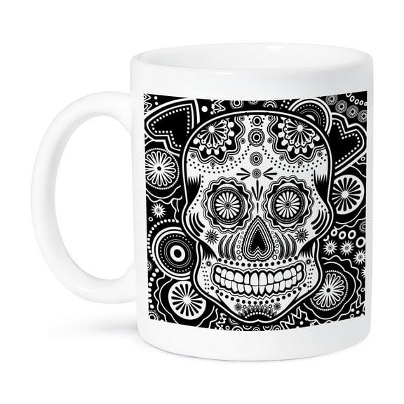 3dRose, Geometric Sugar Skull, 11oz Mug