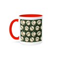 thumbnail image 1 of 3drose, Geometric Pattern of Baseball Balls on Dark Green, Nice Gift for Man, 15oz Two-tone Red Mug, 1 of 6
