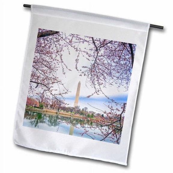 3dRose, George Washington Memorial in Washington DC, 12 x 18 inch Garden Flag