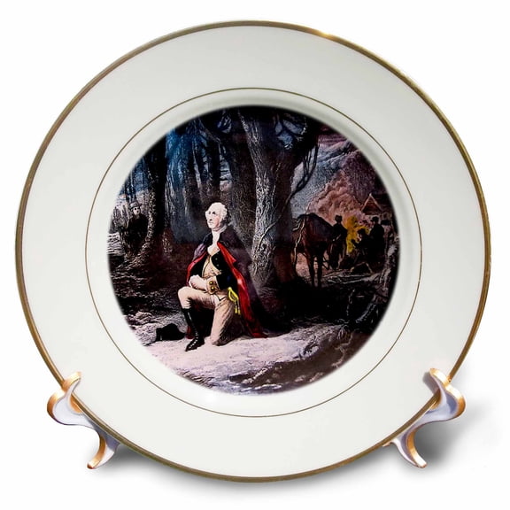 3dRose, George Washington Prays at Valley Forge, 8 inch Porcelain Plate