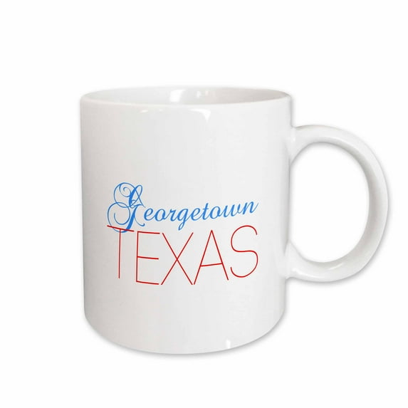 3drose, Georgetown, Texas, Red, Blue Text. Patriotic Home Town Design, 11oz Mug