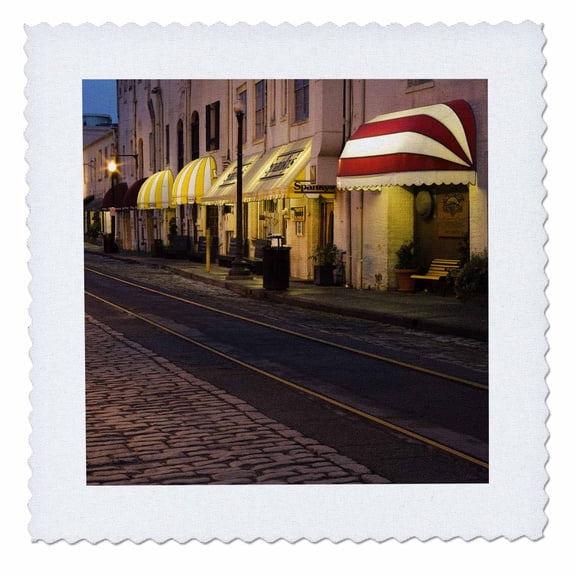 3dRose, Georgia, Savannah. Cobblestone River Street - US11 JEG0242 - Julie Eggers, 12x12 inch quilt square