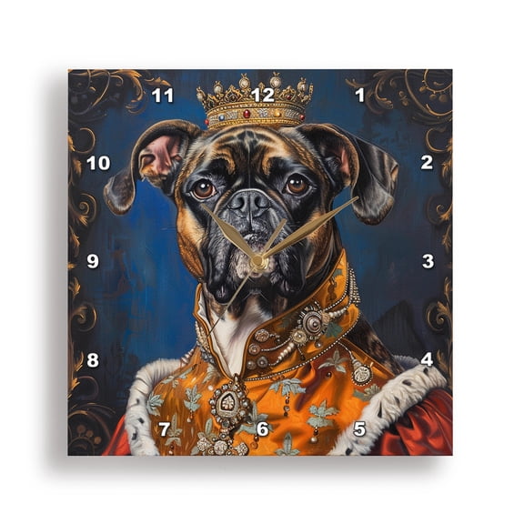 3dRose, German Boxer Royal Portrait Canine Majesty, 15x15 Wall Clock