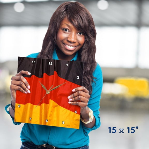 3dRose, German Flag, 15x15 Wall Clock